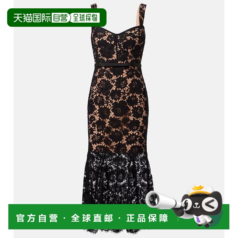 1h可退 香港直邮Self-Portrait 女士 花朵蕾丝酒会礼服 black黑色