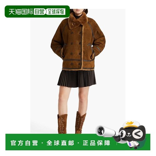 1h可退 香港直邮潮奢 Sandro 女士 双排扣毛羊皮夹克 SFPOU00575C