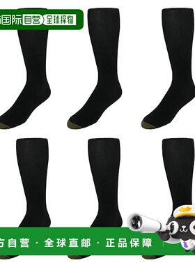 自营 gold toe男士 Metropolitan 保湿 OTC 袜子（6 件装）- 黑色