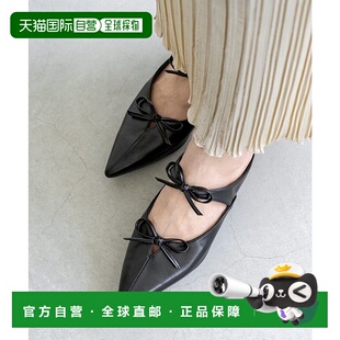 日本直邮Menue 双缎带穆勒高跟鞋 平底鞋单鞋 黑色ME8623BW002997