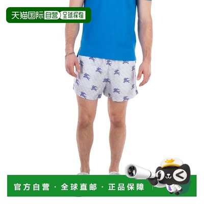 自营 Burberry Brandon Ekd Tb Monogram丝绸短裤-海军蓝ip图案