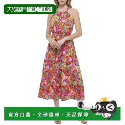 自营 Kensie 中长连衣裙 - 红色多色 美国奥莱直发