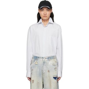 男士 维特萌 白色 UA66SH410N 潮奢 蓝色细条纹衬衫 Vetements
