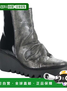 自营FLY London Baan Leather & Patent Boot - black 美国奥莱直