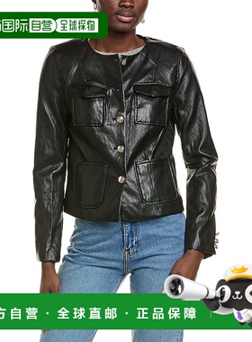 自营T Tahari Vegan Leather Jacket - black 美国奥莱直发皮衣