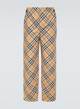 潮奢 Burberry 巴宝莉 男士 格纹长运动裤 001302