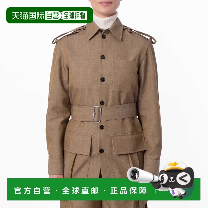自营Burberry束带纽扣上衣-米黄色/honey色 美国奥莱直发
