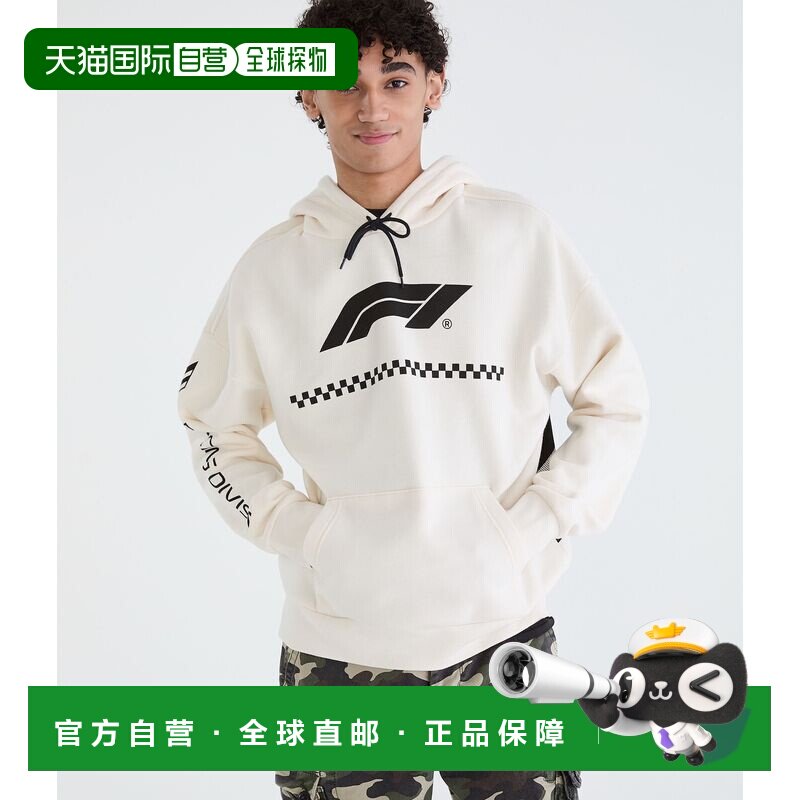 自营Aeropostale Formula 1阴影汽车套头衫连帽衫-花白色 美国奥