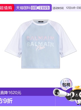 香港直邮BALMAIN 女士T恤 FF1EE090BD03SNW AW2025 白色 Cropped