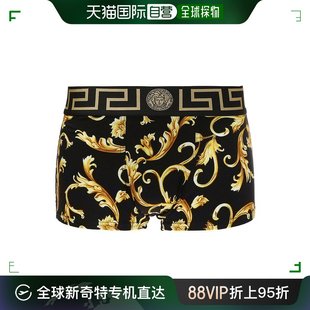 饰 VERSACE 黑色和黄色四角裤 黑 男士 印花和带刺绣徽标