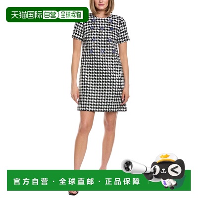 自营Carolina Herrera Houndstooth Linen-Blend Shift Dress - b