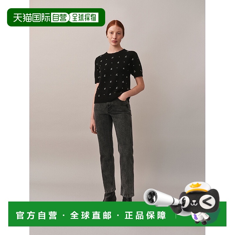自营欧洲直邮Bonpoint小樱桃 Jasp女士黑色有机棉中腰牛仔裤
