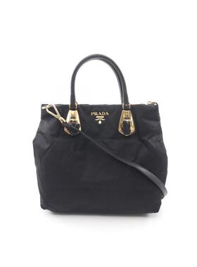 日本直邮中古Prada普拉达女包A级95新Handbag手包尼龙斜挎包黑色
