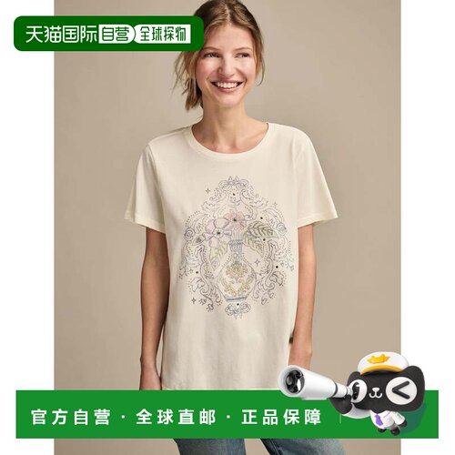自营Lucky Brand女士花卉花瓶经典船员-白色 美国奥莱直发