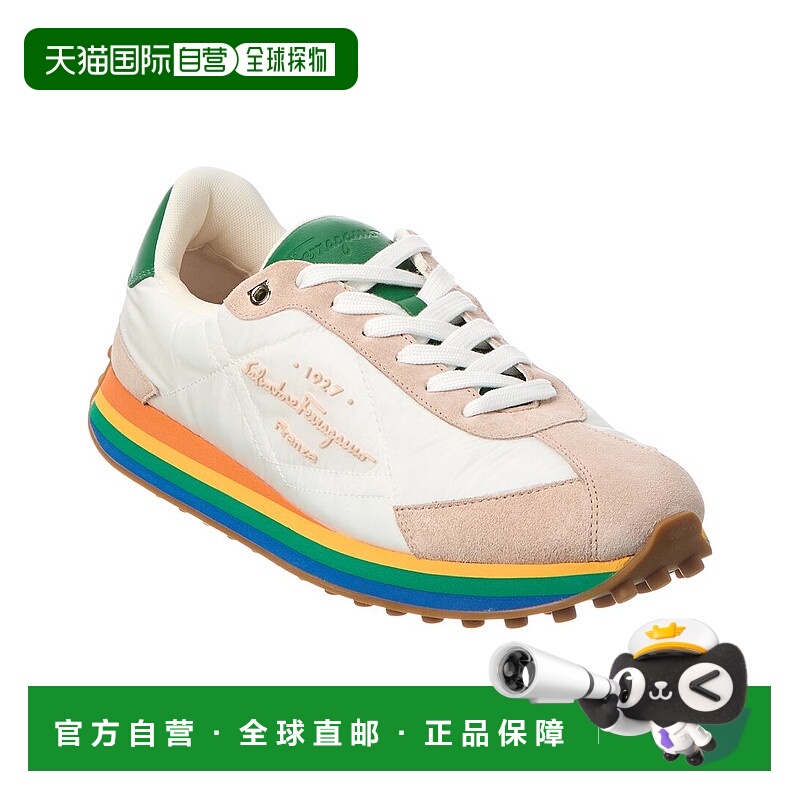 自营 salvatore ferragamo菲拉格慕绗缝帆布和绒面运动鞋-白色 美