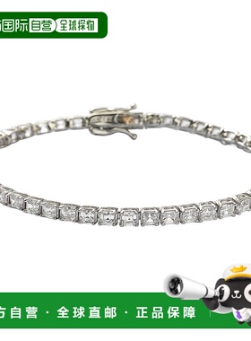 自营 Suzy Levian 纯银 Assher 切割白色立方氧化锆网球手链 - 白