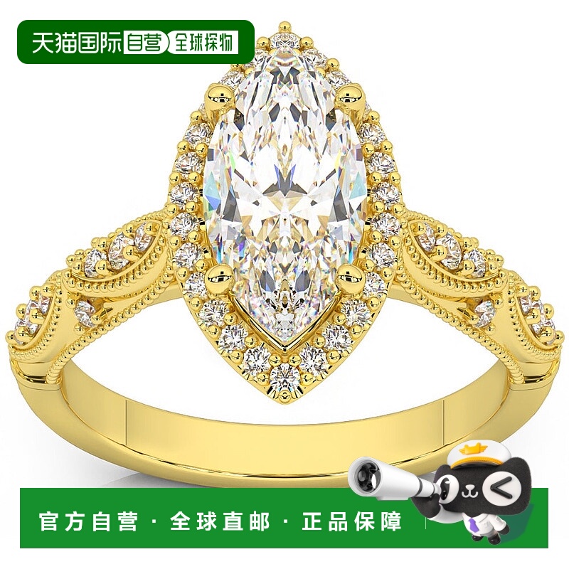 自营 pompeii32 1/4 克拉榄尖形光环自然灵感实验室培育钻石订婚