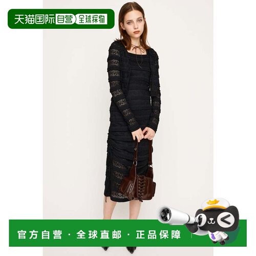 日本直邮FRONT BUTTON LACE 2P 黑色 长款连衣裙套装开衫