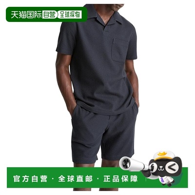 1h可退 香港直邮VINCE 男士 Johnny 绉条纹针织短袖衣领POLO衫