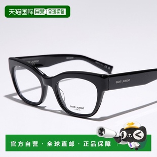 女士全框猫眼镜带标志黑色 日本直邮SAINT 643 透明 LAURENT