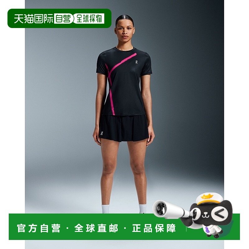 自营欧洲直邮On昂跑Court系列女士黑色再生聚酯网球裙短裤a字裙