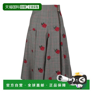 black 自营versaceFloral Skirt Plaid 美国奥莱直 Embroidered