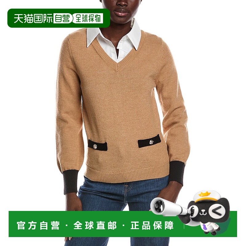 自营Nanette Nanette Lepore Twofer Collar Sweater - brown 美