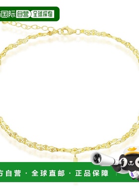 自营 simona925 纯银双股镜链配大象吊饰脚链 - 银白色 美国奥莱