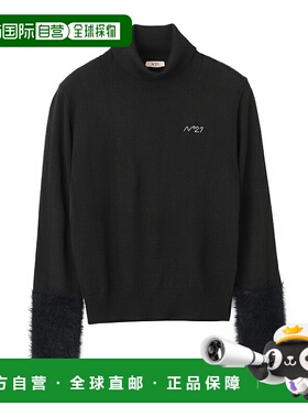 日本直邮N°21 儿童高领毛衣女孩黑色女士n2106xn0122n21k124f0n9