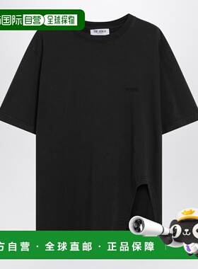 1h可退 香港直邮The Attico 女士 shaped 黑色水洗下摆T恤 260WCT