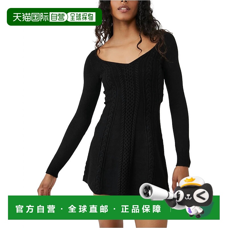 自营free people黑色 Small World 迷你连衣裙 - 黑色 美国奥莱直