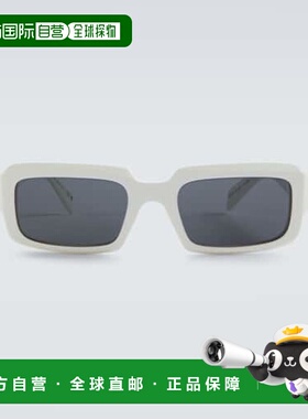 1h可退 香港直邮潮奢 Prada 普拉达 男士 矩形太阳眼镜 white白色