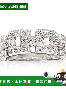 自营 925 纯银 Ross-Simons 钻石豹链环 - 白色 美国奥莱直发戒指