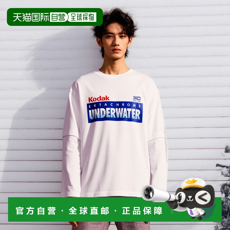 韩国直邮KODAK正品新款美式校园时尚运动男款T恤K4223LRL61WHT