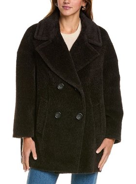 【美国奥莱】直发 Cinzia Rocca Icons 中号羊毛大衣 - 棕色