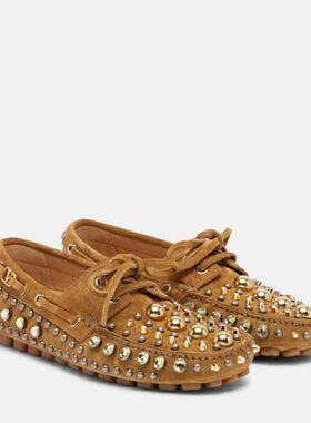 潮奢 Valentino 华伦天奴 女士 Fastaway 精饰绒面革开车鞋