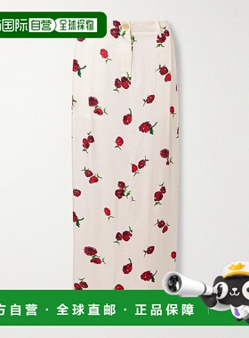 1h可退 香港直邮KHAITE 女士 Lucian 褶裥斜纹丝绸长款半身裙 414