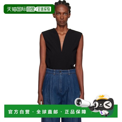 1h可退 香港直邮潮奢 Lanvin 朗雯 女士 黑色 Jersey Plunging Ne