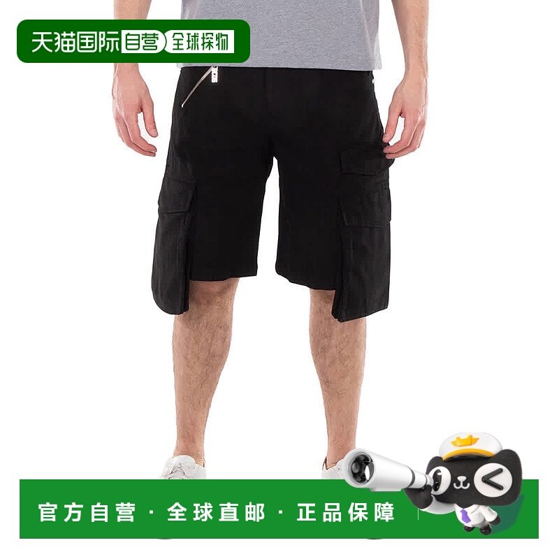 自营 GCDS棉质Gabardine工装裤百慕大短裤-黑色 美国奥莱直发