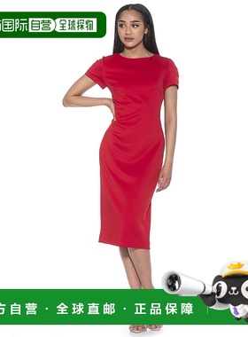 自营 alexia admor水晶早秋新款连衣裙 红色 美国奥莱直发