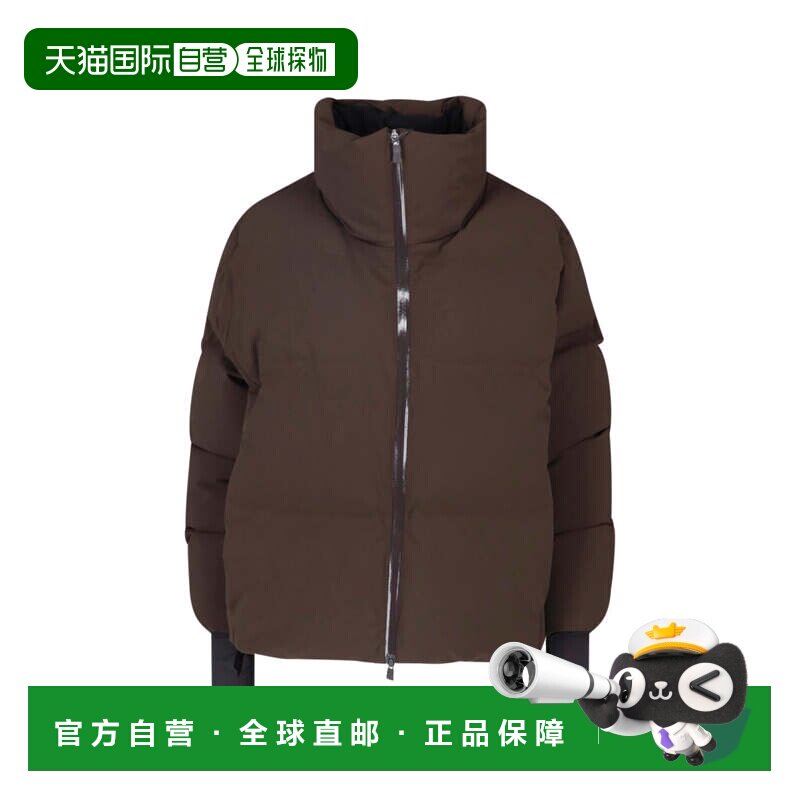 自营herno高领裁切羽绒夹克，搭配拉链和侧口袋-棕色 美国奥莱直图片