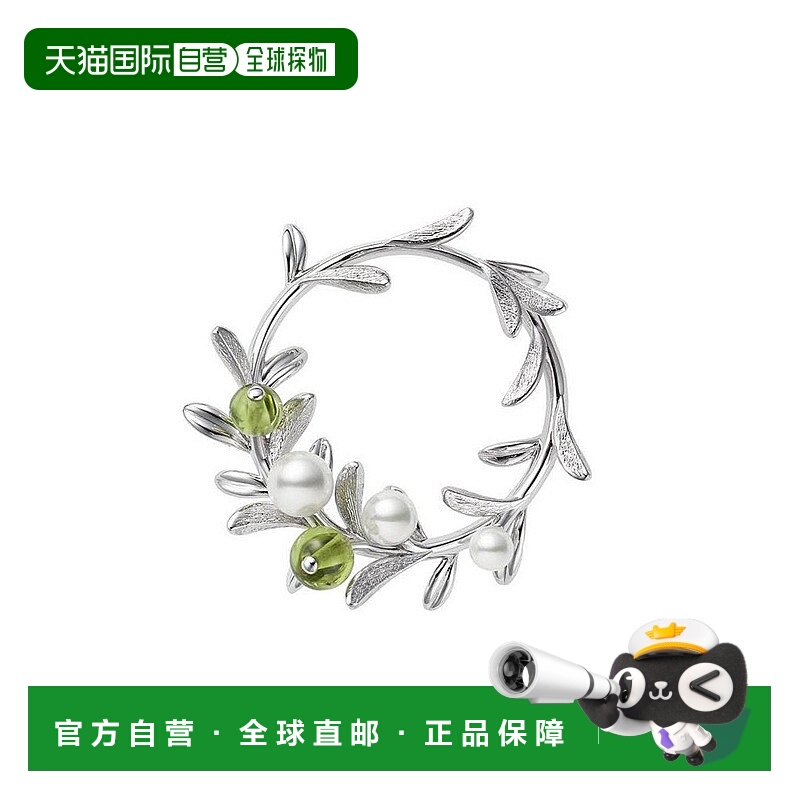 日潮跑腿MIKIMOTO御木本Akoya珍珠银质胸针橄榄枝造型优雅