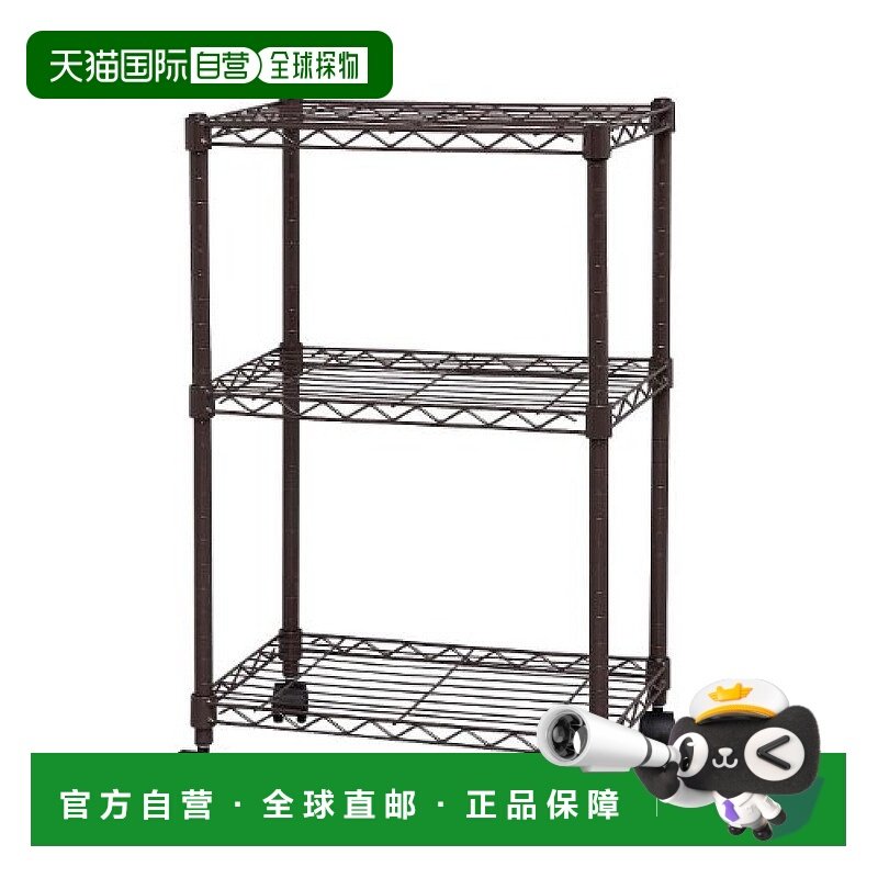 【日本直邮】爱丽思欧雅玛金属置物架3段棕44.5×32.5×72脚轮CBM