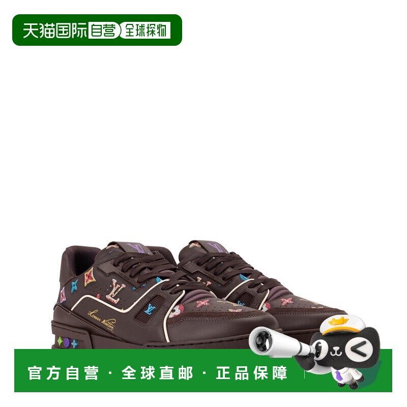 自营欧洲直邮LV路易威登 Trainer男士棕色混合材质运动鞋