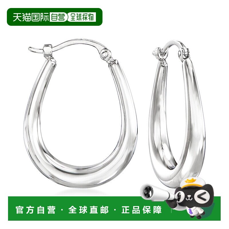 自营 Ross-Simons 14kt 白金锥形圈形耳环 - 白色 美国奥莱直发