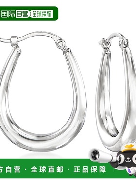 自营 Ross-Simons 14kt 白金锥形圈形耳环 - 白色 美国奥莱直发