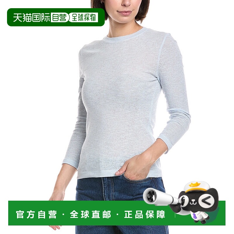 自营Vince微条纹T恤-蓝色 女装上衣美国直发奥莱