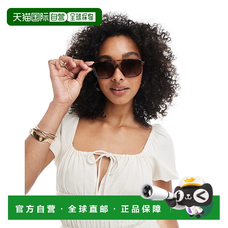 香港直邮潮奢 ASOS 女士 设计飞行员太阳眼镜(tort frame)