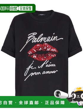 香港直邮BALMAIN 女士T恤 EF1EG125PC74EIM SS2025 黑色 T-shirt