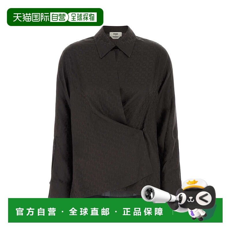 香港直邮FENDI 女士衬衫 FS8287AUQGF1T6H AW2025 棕色 SILK CHES